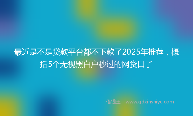 最近是不是贷款平台都不下款了2025年推荐，概括5个无视黑白户秒过的网贷口子