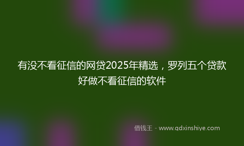 有没不看征信的网贷2025年精选，罗列五个贷款好做不看征信的软件