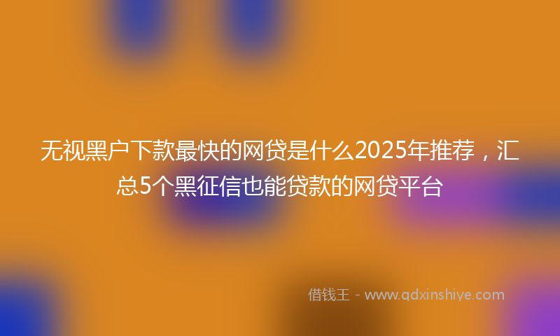 无视黑户下款最快的网贷是什么2025年推荐，汇总5个黑征信也能贷款的网贷平台