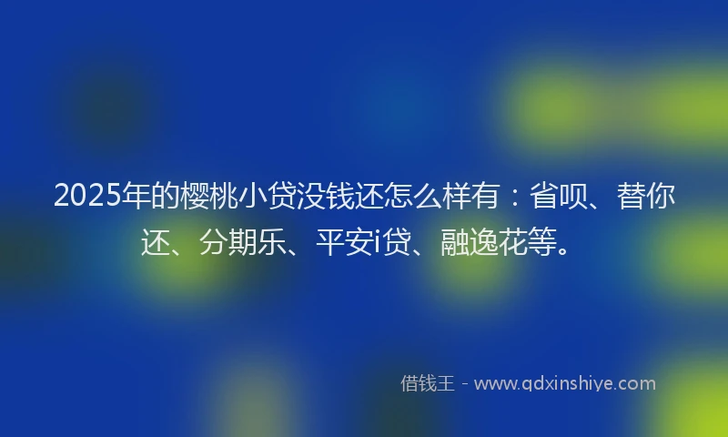 2025年的樱桃小贷没钱还怎么样有：省呗、替你还、分期乐、平安i贷、融逸花等。