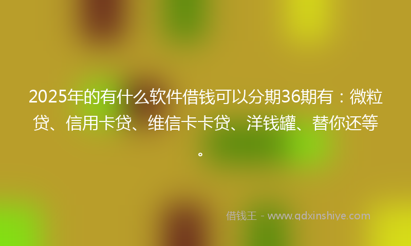 2025年的有什么软件借钱可以分期36期有：微粒贷、信用卡贷、维信卡卡贷、洋钱罐、替你还等。