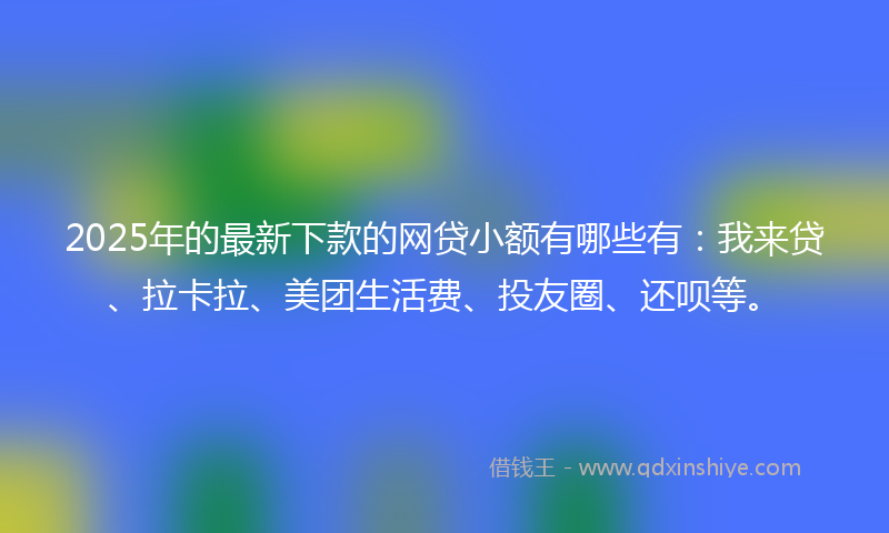 2025年的最新下款的网贷小额有哪些有：我来贷、拉卡拉、美团生活费、投友圈、还呗等。
