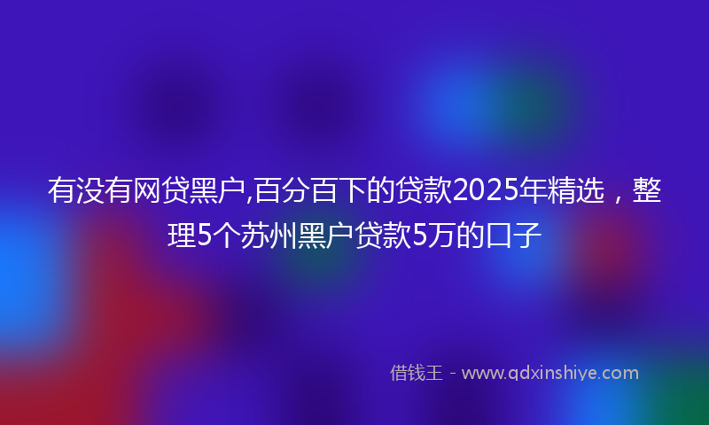 有没有网贷黑户,百分百下的贷款2025年精选，整理5个苏州黑户贷款5万的口子
