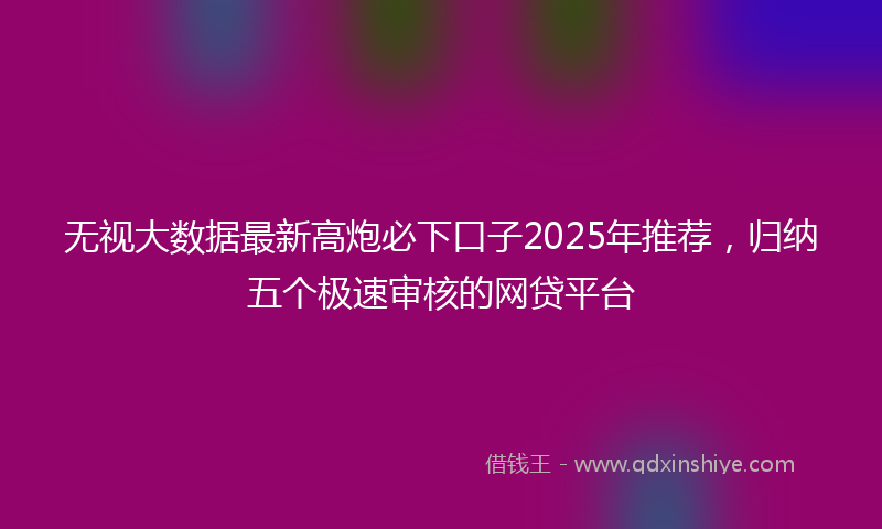 无视大数据最新高炮必下口子2025年推荐，归纳五个极速审核的网贷平台