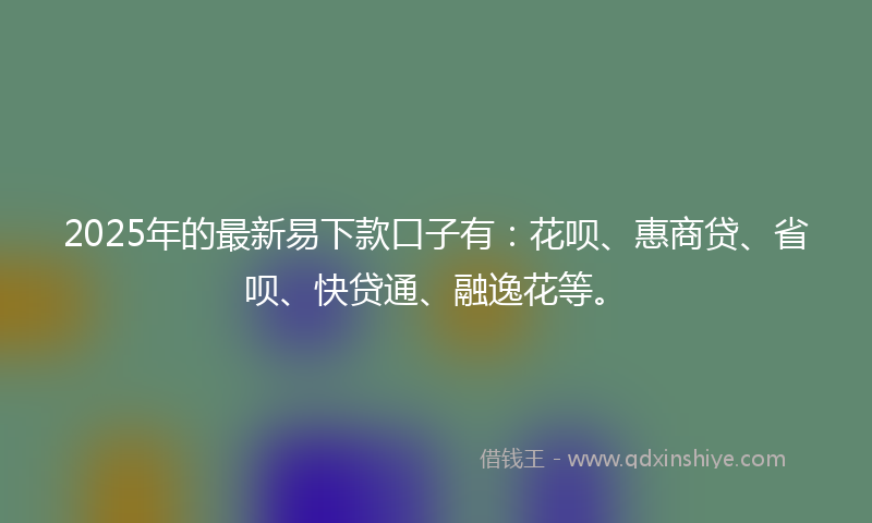2025年的最新易下款口子有：花呗、惠商贷、省呗、快贷通、融逸花等。