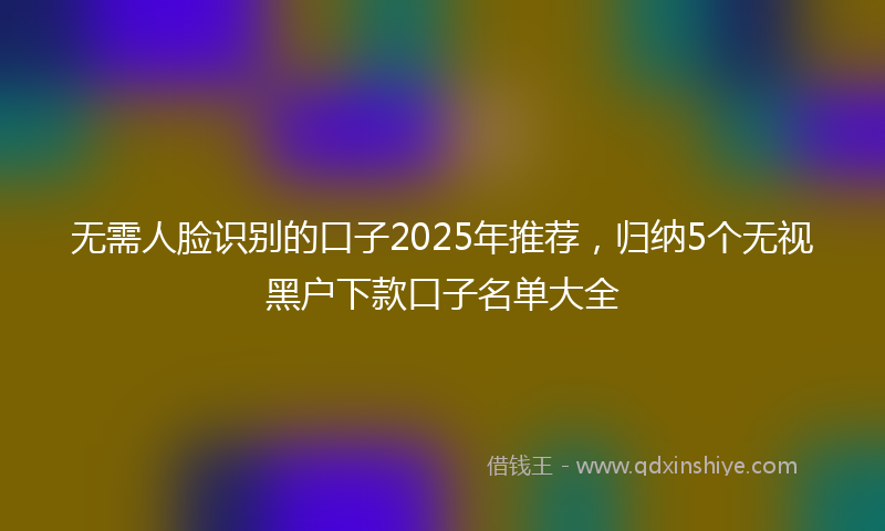 无需人脸识别的口子2025年推荐，归纳5个无视黑户下款口子名单大全