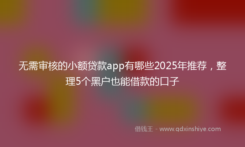 无需审核的小额贷款app有哪些2025年推荐，整理5个黑户也能借款的口子