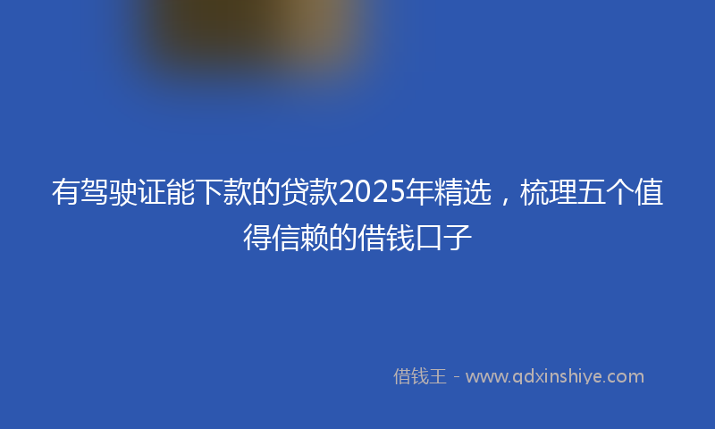 有驾驶证能下款的贷款2025年精选，梳理五个值得信赖的借钱口子