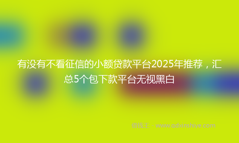 有没有不看征信的小额贷款平台2025年推荐，汇总5个包下款平台无视黑白