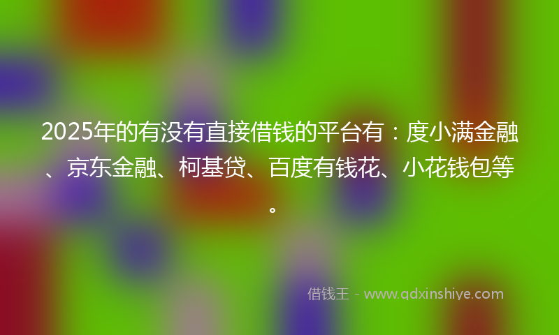 2025年的有没有直接借钱的平台有：度小满金融、京东金融、柯基贷、百度有钱花、小花钱包等。