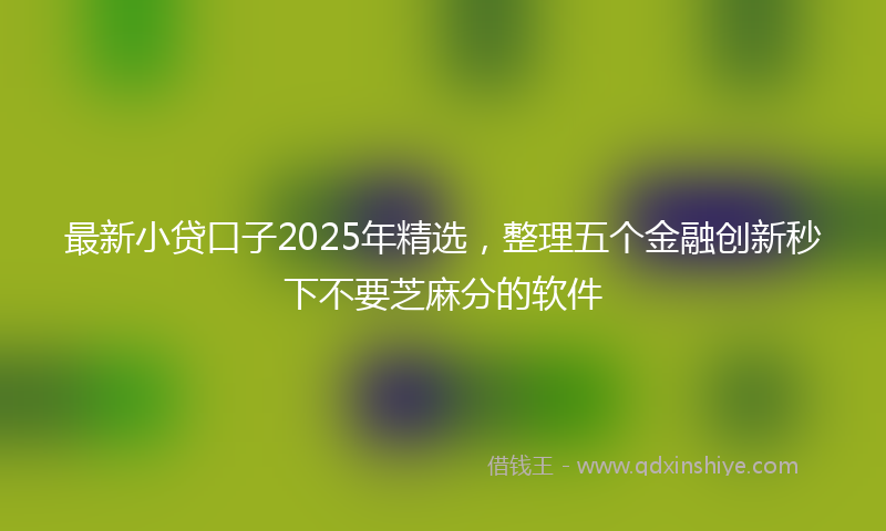 最新小贷口子2025年精选，整理五个金融创新秒下不要芝麻分的软件