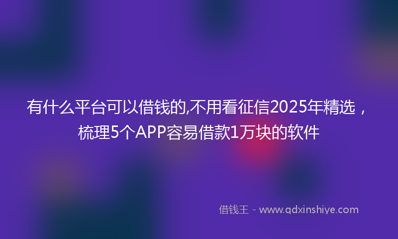 有什么平台可以借钱的,不用看征信2025年精选，梳理5个APP容易借款1万块的软件