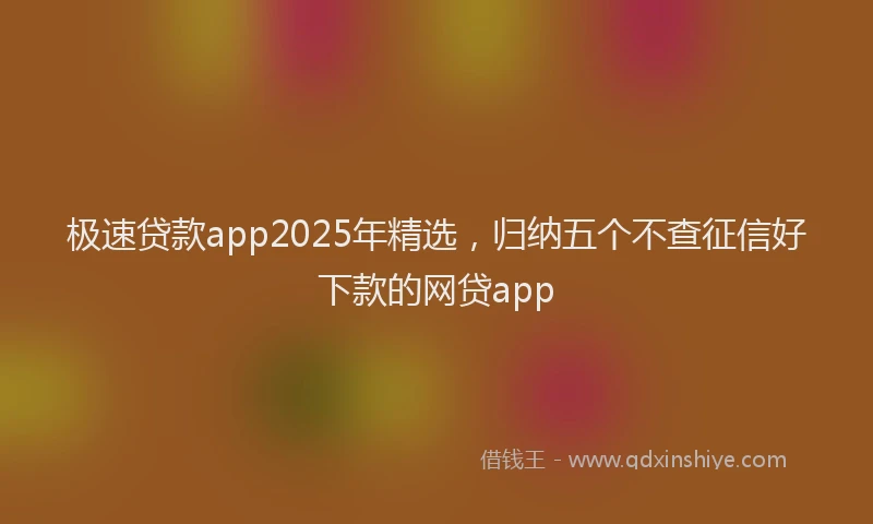 极速贷款app2025年精选，归纳五个不查征信好下款的网贷app