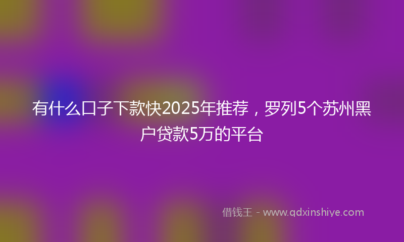 有什么口子下款快2025年推荐，罗列5个苏州黑户贷款5万的平台