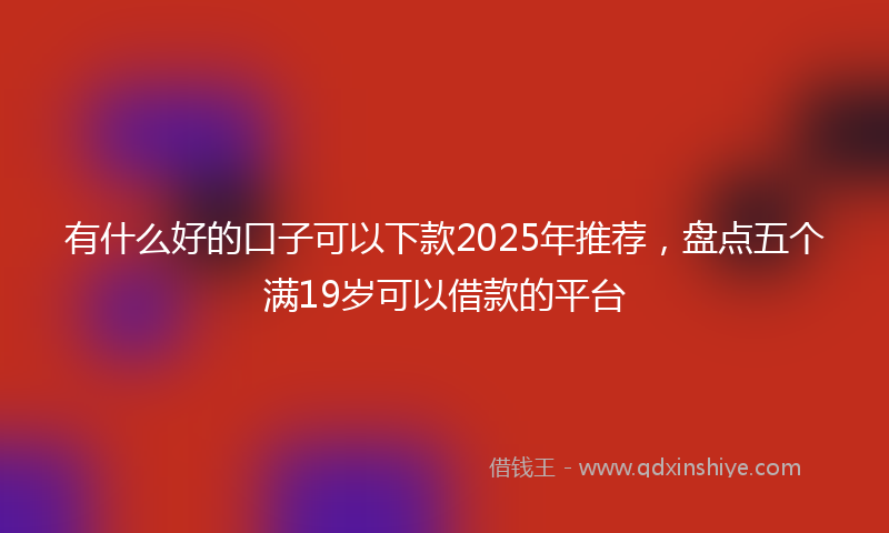 有什么好的口子可以下款2025年推荐，盘点五个满19岁可以借款的平台