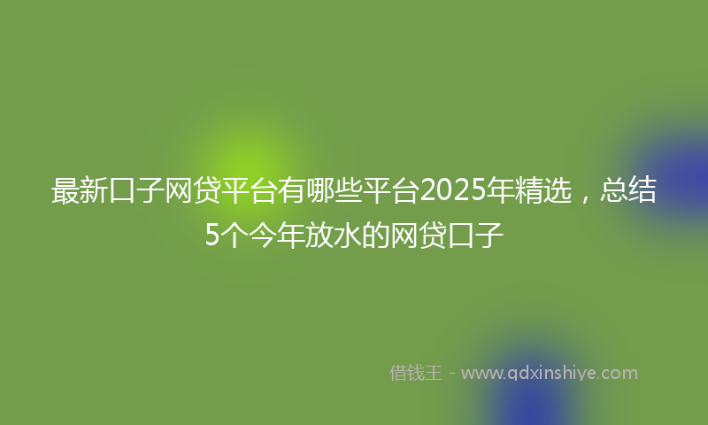 最新口子网贷平台有哪些平台2025年精选，总结5个今年放水的网贷口子