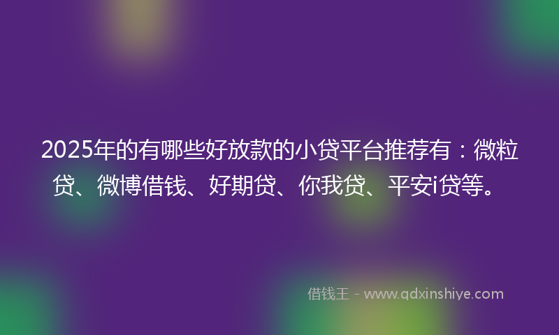 2025年的有哪些好放款的小贷平台推荐有：微粒贷、微博借钱、好期贷、你我贷、平安i贷等。