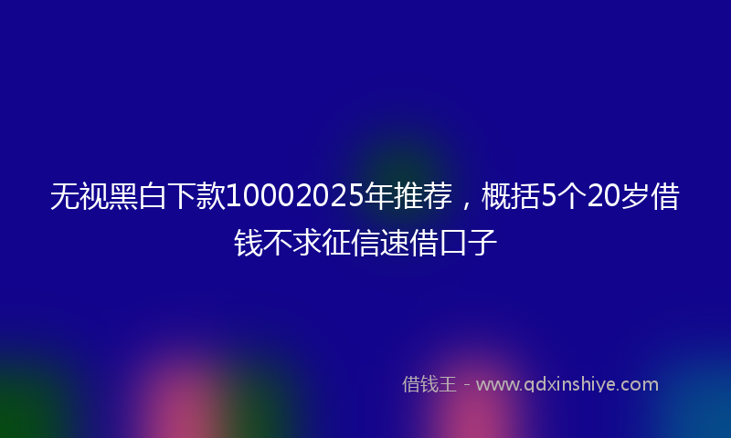 无视黑白下款10002025年推荐，概括5个20岁借钱不求征信速借口子
