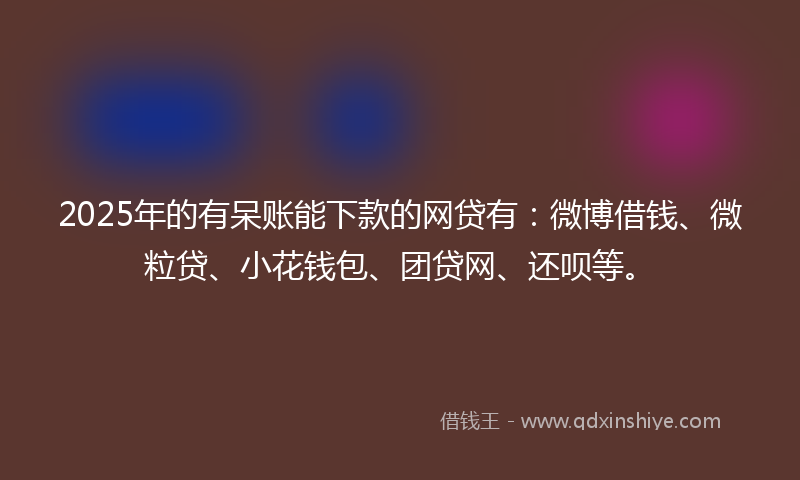 2025年的有呆账能下款的网贷有：微博借钱、微粒贷、小花钱包、团贷网、还呗等。