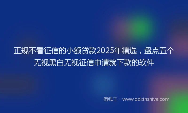 正规不看征信的小额贷款2025年精选，盘点五个无视黑白无视征信申请就下款的软件