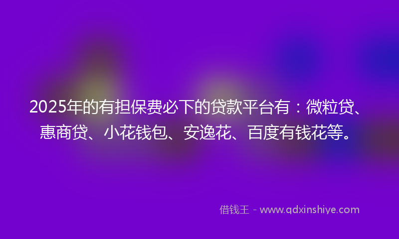2025年的有担保费必下的贷款平台有：微粒贷、惠商贷、小花钱包、安逸花、百度有钱花等。