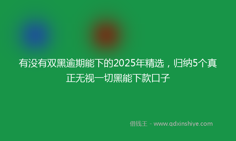 有没有双黑逾期能下的2025年精选，归纳5个真正无视一切黑能下款口子