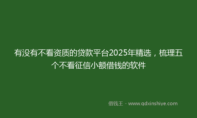 有没有不看资质的贷款平台2025年精选，梳理五个不看征信小额借钱的软件