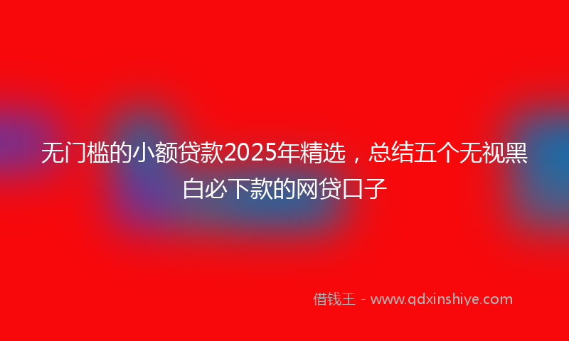 无门槛的小额贷款2025年精选，总结五个无视黑白必下款的网贷口子