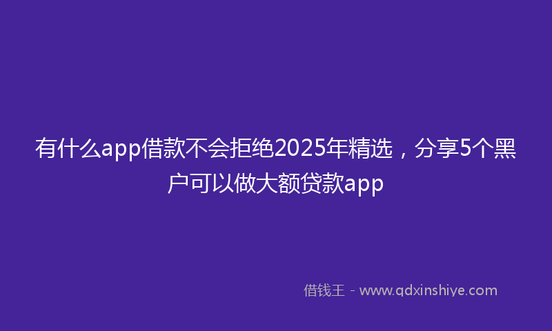 有什么app借款不会拒绝2025年精选，分享5个黑户可以做大额贷款app