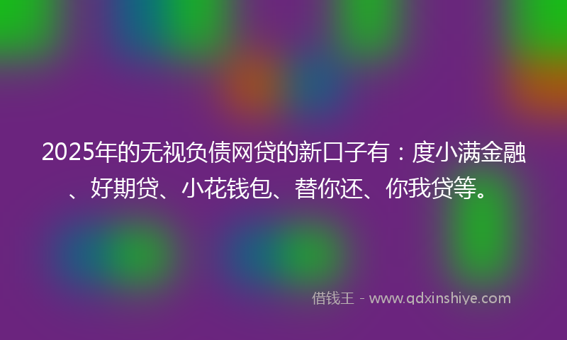 2025年的无视负债网贷的新口子有：度小满金融、好期贷、小花钱包、替你还、你我贷等。