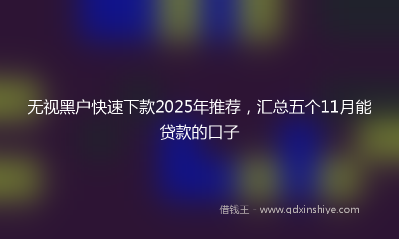 无视黑户快速下款2025年推荐，汇总五个11月能贷款的口子