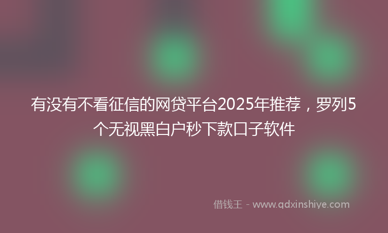 有没有不看征信的网贷平台2025年推荐，罗列5个无视黑白户秒下款口子软件