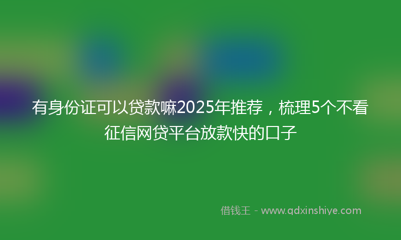 有身份证可以贷款嘛2025年推荐，梳理5个不看征信网贷平台放款快的口子