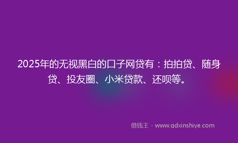 2025年的无视黑白的口子网贷有：拍拍贷、随身贷、投友圈、小米贷款、还呗等。