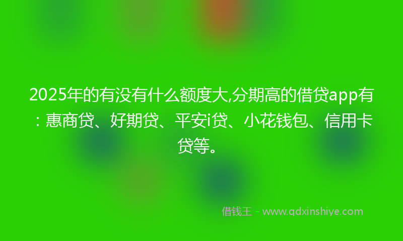 2025年的有没有什么额度大,分期高的借贷app有：惠商贷、好期贷、平安i贷、小花钱包、信用卡贷等。