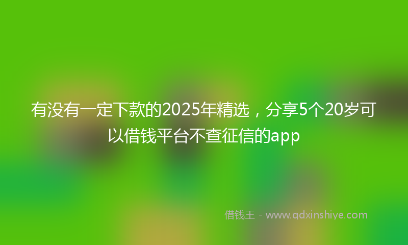 有没有一定下款的2025年精选，分享5个20岁可以借钱平台不查征信的app