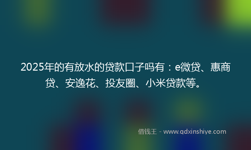 2025年的有放水的贷款口子吗有：e微贷、惠商贷、安逸花、投友圈、小米贷款等。