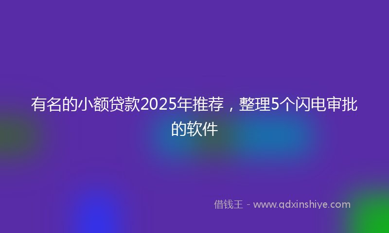 有名的小额贷款2025年推荐，整理5个闪电审批的软件
