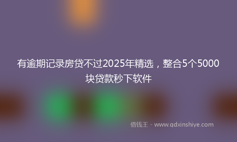 有逾期记录房贷不过2025年精选，整合5个5000块贷款秒下软件