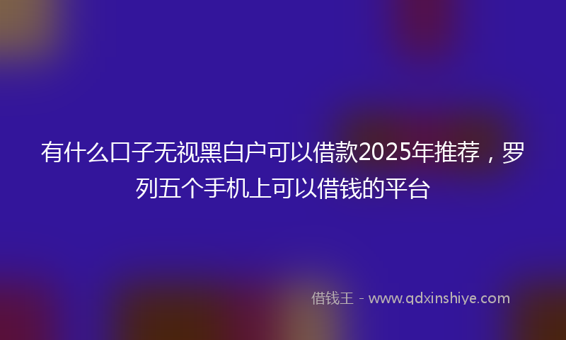 有什么口子无视黑白户可以借款2025年推荐，罗列五个手机上可以借钱的平台