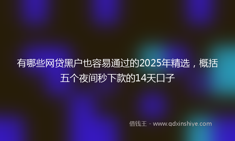 有哪些网贷黑户也容易通过的2025年精选，概括五个夜间秒下款的14天口子
