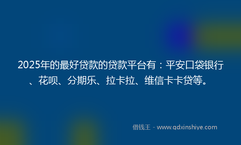 2025年的最好贷款的贷款平台有：平安口袋银行、花呗、分期乐、拉卡拉、维信卡卡贷等。