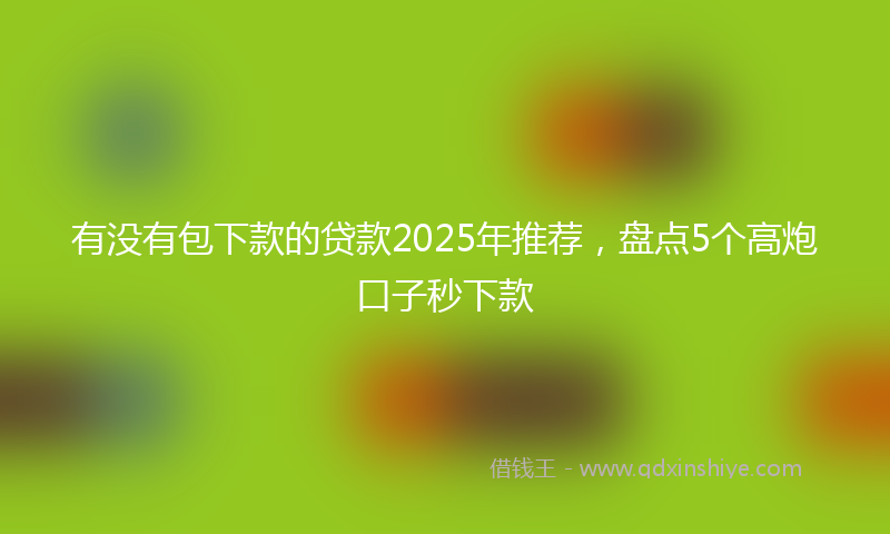有没有包下款的贷款2025年推荐，盘点5个高炮口子秒下款