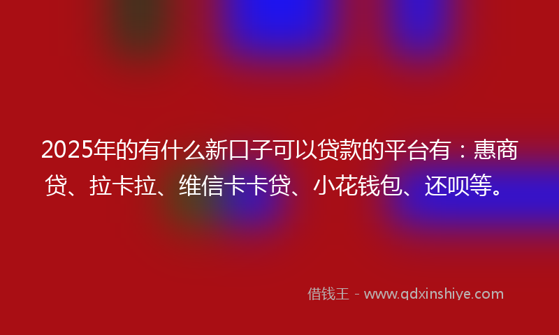 2025年的有什么新口子可以贷款的平台有：惠商贷、拉卡拉、维信卡卡贷、小花钱包、还呗等。