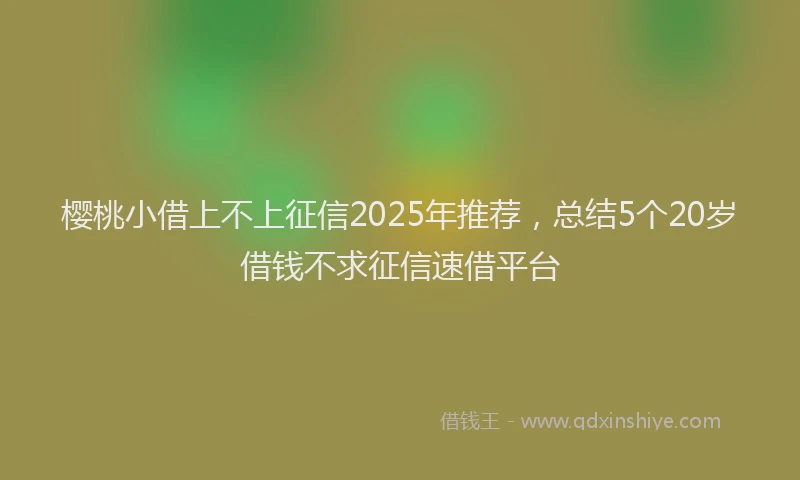 樱桃小借上不上征信2025年推荐，总结5个20岁借钱不求征信速借平台