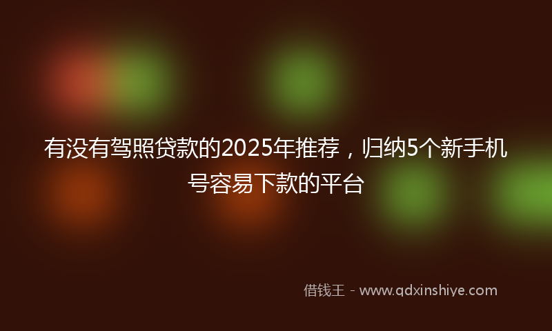 有没有驾照贷款的2025年推荐，归纳5个新手机号容易下款的平台