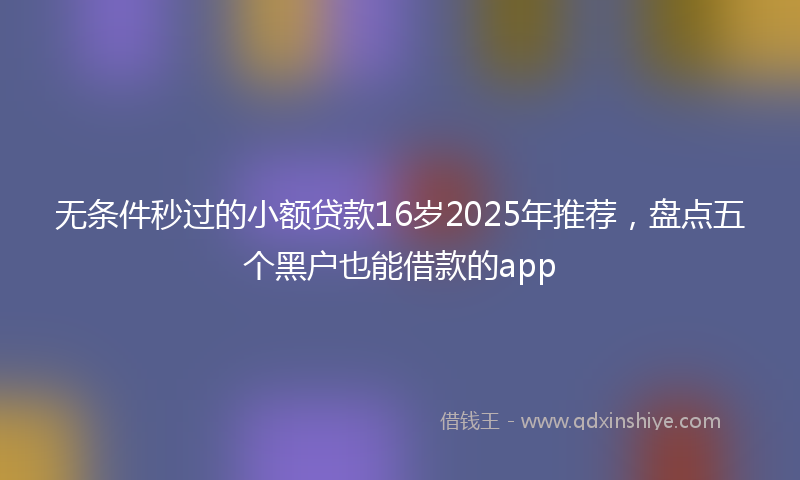 无条件秒过的小额贷款16岁2025年推荐，盘点五个黑户也能借款的app