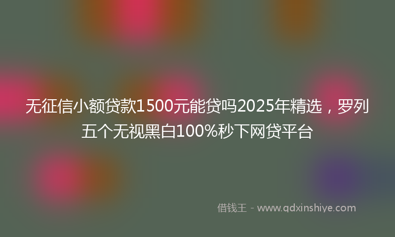 无征信小额贷款1500元能贷吗2025年精选，罗列五个无视黑白100%秒下网贷平台