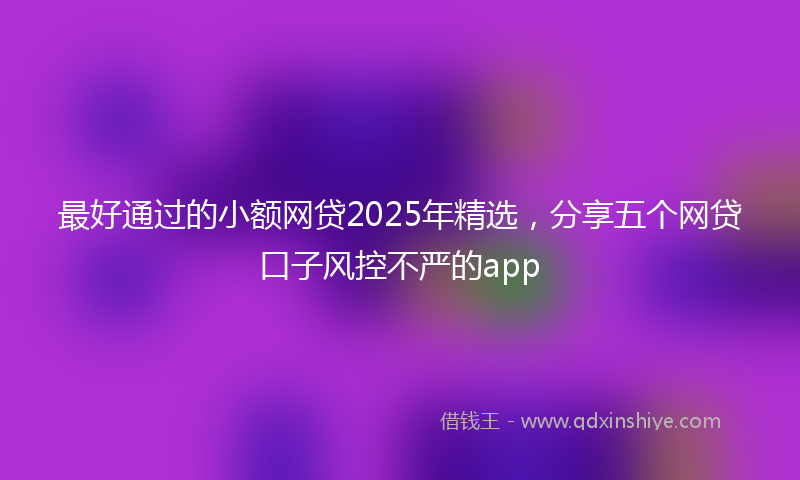 最好通过的小额网贷2025年精选，分享五个网贷口子风控不严的app