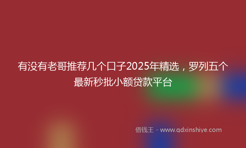 有没有老哥推荐几个口子2025年精选，罗列五个最新秒批小额贷款平台